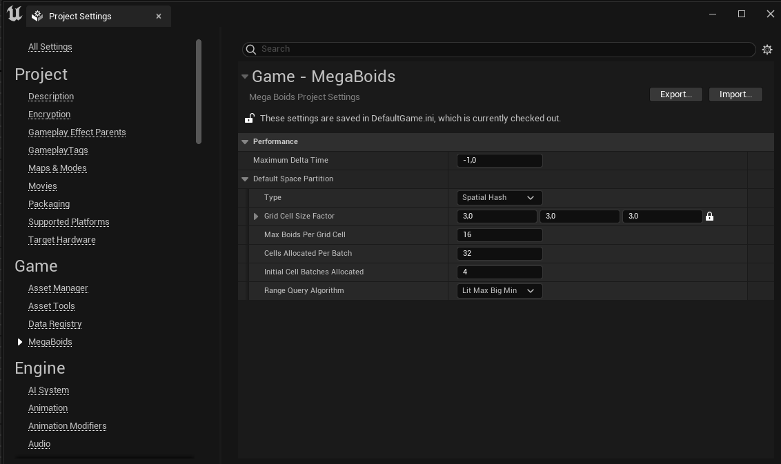 Project Settings Preview
